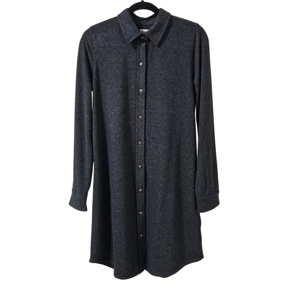 Faherty Legend Sweater Dress Long Sleeve Medium Heathered Black Twill NWT - Picture 1 of 8